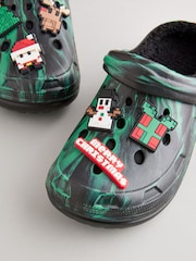 Black Marble Christmas Slipper Clogs - Image 4 of 6