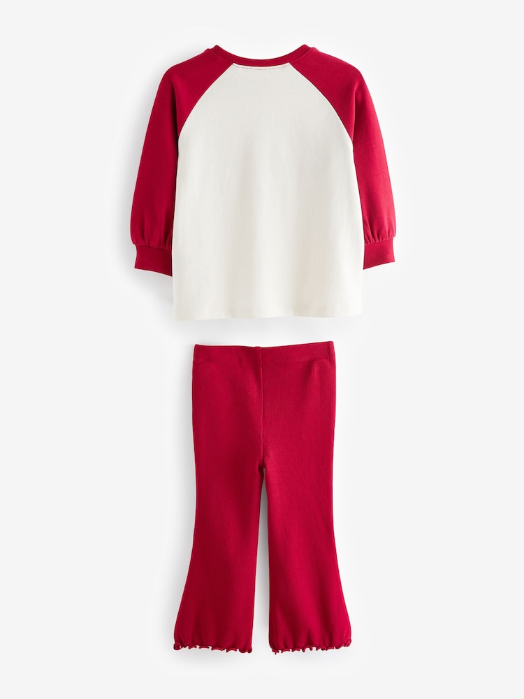 Red Santa Long Sleeve 100% Cotton T-Shirt and Flare Leggings Set (3mths-7yrs) - Image 6 of 8