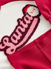 Red Santa Long Sleeve 100% Cotton T-Shirt and Flare Leggings Set (3mths-7yrs) - Image 7 of 8