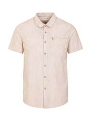 Mountain Warehouse Cream Dove Mens Coconut Slub Texture Short Sleeve 100% Cotton Shirt - Image 1 of 5