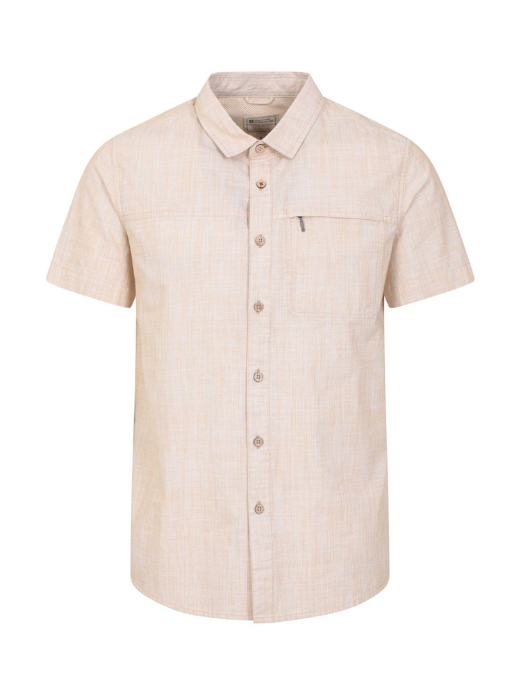 Mountain Warehouse Cream Dove Mens Coconut Slub Texture Short Sleeve 100% Cotton Shirt - Image 1 of 5