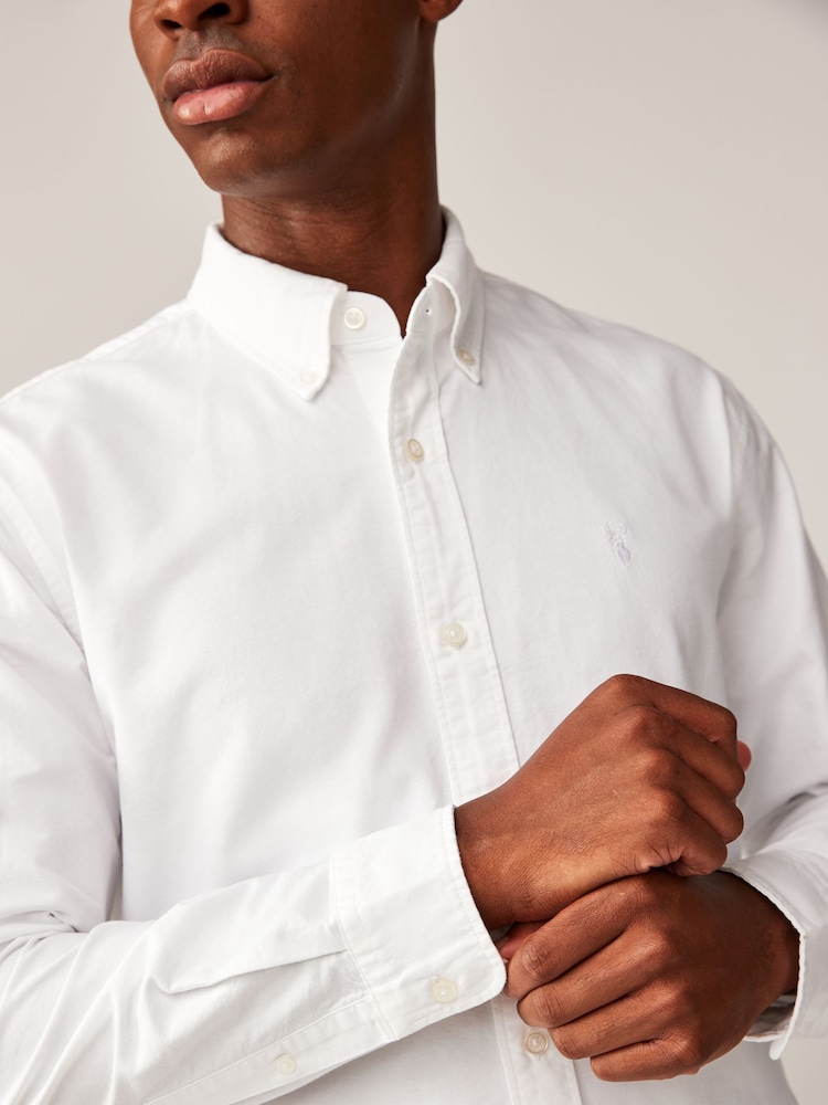 White 100% Cotton Long Sleeve Oxford Shirts 3 Pack - Image 5 of 9