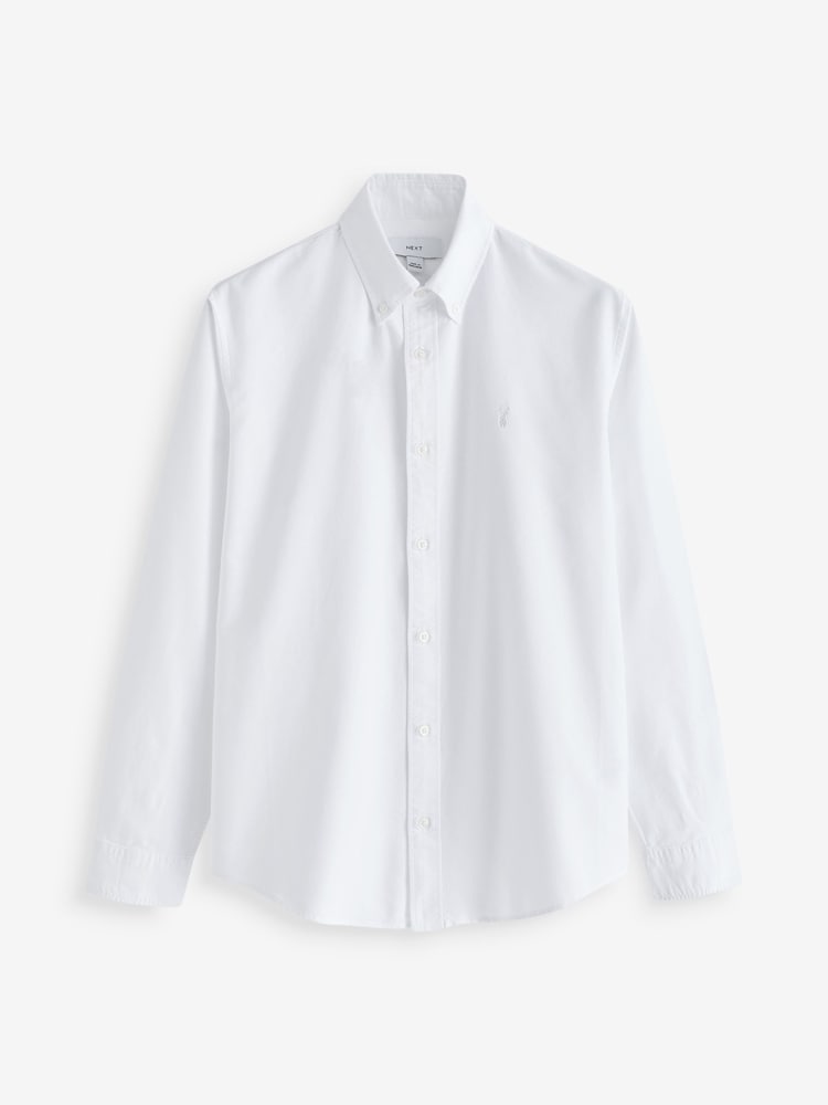White 100% Cotton Long Sleeve Oxford Shirts 3 Pack - Image 6 of 9