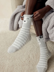 Grey/White Husky Cosy Ankle Socks 2 Pack - Image 1 of 7