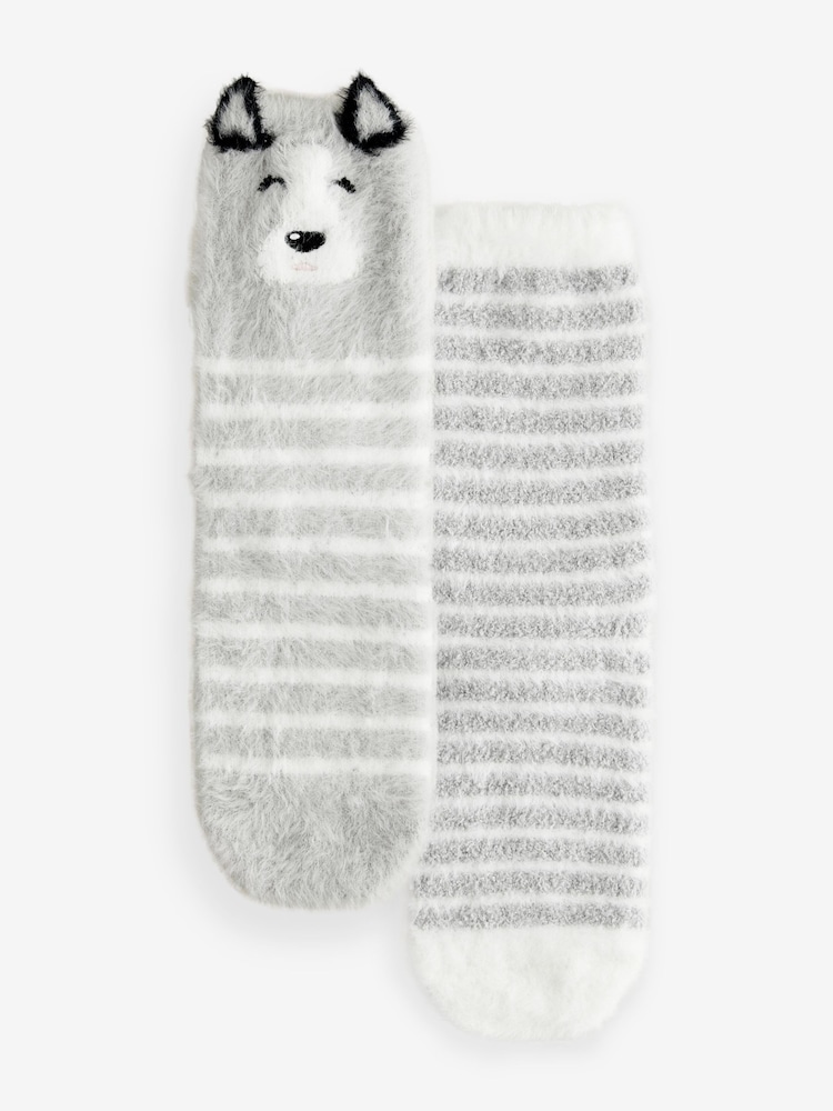 Szaro-biały Husky - Cosy Ankle Socks 2 Pack - Image 3 of 7