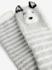 Grey/White Husky Cosy Ankle Socks 2 Pack - Image 6 of 7