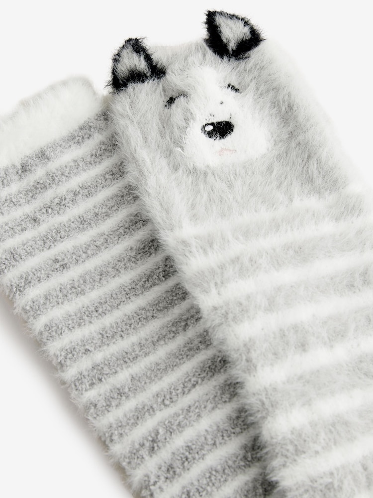 Szaro-biały Husky - Cosy Ankle Socks 2 Pack - Image 6 of 7