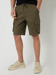 Threadbare Khaki Dobby Textured Cargo Shorts With Stretch - Image 2 of 4