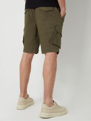Threadbare Khaki Dobby Textured Cargo Shorts With Stretch - Image 3 of 4