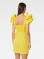 Forever New Yellow Pure Linen Mackenzie Ruffle Sleeves Mini Dress - Image 6 of 6