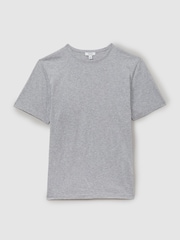 Reiss Grey Melange Caspian Mercerised Crew Neck T-shirt - Image 2 of 5