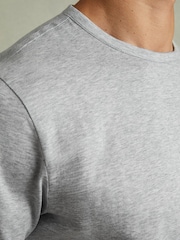 Reiss Grey Melange Caspian Mercerised Crew Neck T-shirt - Image 3 of 5