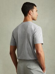 Reiss Grey Melange Caspian Mercerised Crew Neck T-shirt - Image 4 of 5