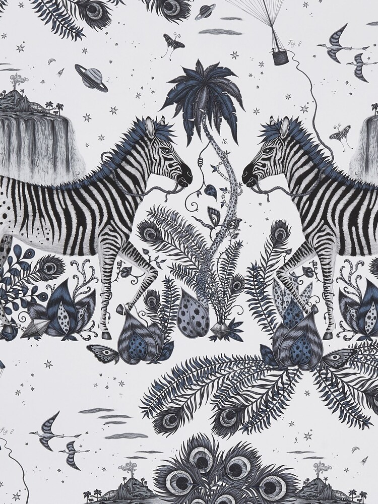 Clarke and Clarke World Blue Emma J Shipley Wilderie Lost A4 Wallpaper Sample - Image 1 of 1