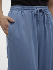 VERO MODA Blue Tencel Lightweight Denim Wide Leg Trousers - Image 4 of 4