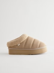 Песочный - Искусственный мех на толстой плоской платформе Shoot Slippers - Изображение 5 из 9