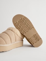 Песочный - Искусственный мех на толстой плоской платформе Shoot Slippers - Изображение 8 из 9