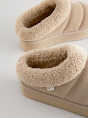 Песочный - Искусственный мех на толстой плоской платформе Shoot Slippers - Изображение 9 из 9