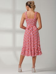 Jolie Moi Orange Floral Printed Midi Sundress - Image 2 of 6