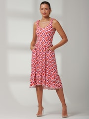 Jolie Moi Orange Floral Printed Midi Sundress - Image 3 of 6