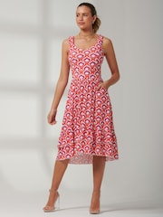 Jolie Moi Orange Floral Printed Midi Sundress - Image 5 of 6
