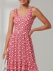Jolie Moi Orange Floral Printed Midi Sundress - Image 6 of 6