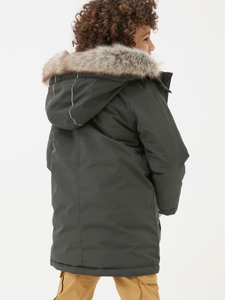 FatFace Easdale Washed Black Hooded Parka Jacket - Image 2 of 5
