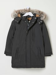 FatFace Easdale Washed Black Hooded Parka Jacket - Image 5 of 5
