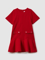 Reiss Red Fion 9-13 yrs Fit-and-Flare Pocket Detail Dress - Image 2 of 5