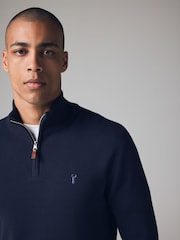 Mornarsko modra z jelenom - Preprosto - v standardnem kroju 100% Cotton Premium Quarter Zip pulover - Slika 3 iz 7