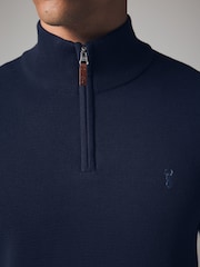Mornarsko modra z jelenom - Preprosto - v standardnem kroju 100% Cotton Premium Quarter Zip pulover - Slika 4 iz 7