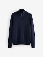 Mornarsko modra z jelenom - Preprosto - v standardnem kroju 100% Cotton Premium Quarter Zip pulover - Slika 5 iz 7