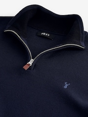 Mornarsko modra z jelenom - Preprosto - v standardnem kroju 100% Cotton Premium Quarter Zip pulover - Slika 6 iz 7
