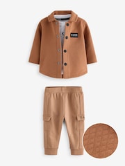 Baker by Ted Baker Rust Brown Textured Shacket 3 Piece Set - Image 1 of 5