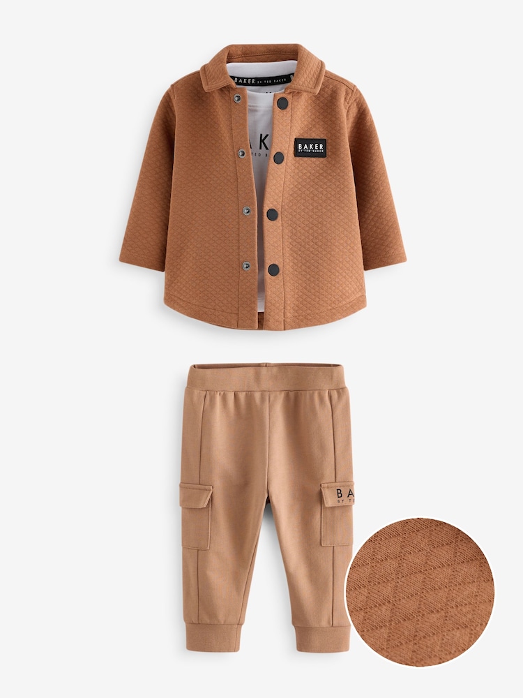 Baker by Ted Baker Rust Brown Textured Shacket 3 Piece Set - Image 1 of 5