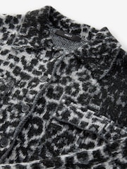 Animal Leopard Grey Patterned Button Through Knitted Cardigan Jacket - Image 6 of 8