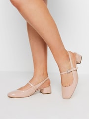 Naravni - Yours Curve Patent Mary Jane Slingback čevlji z visoko peto In Extra Wide EEE Fit - Slika 1 iz 5