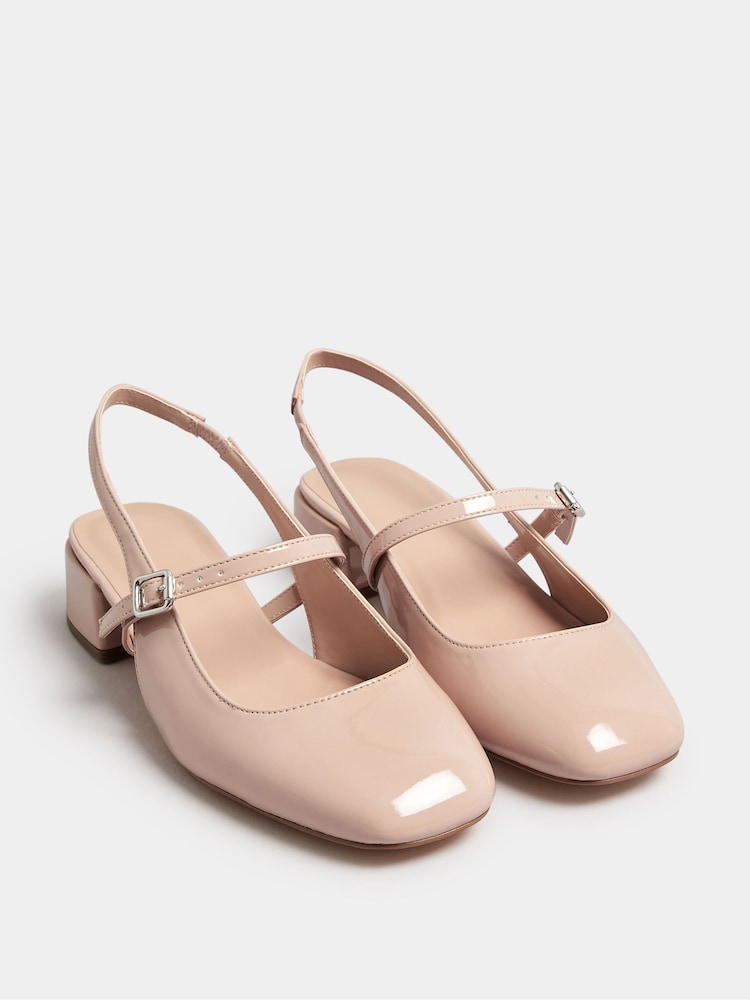 Naravni - Yours Curve Patent Mary Jane Slingback čevlji z visoko peto In Extra Wide EEE Fit - Slika 2 iz 5