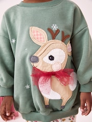 Blue Christmas Sweatshirt And Leggings Set (3mths-7yrs) - Image 4 of 4