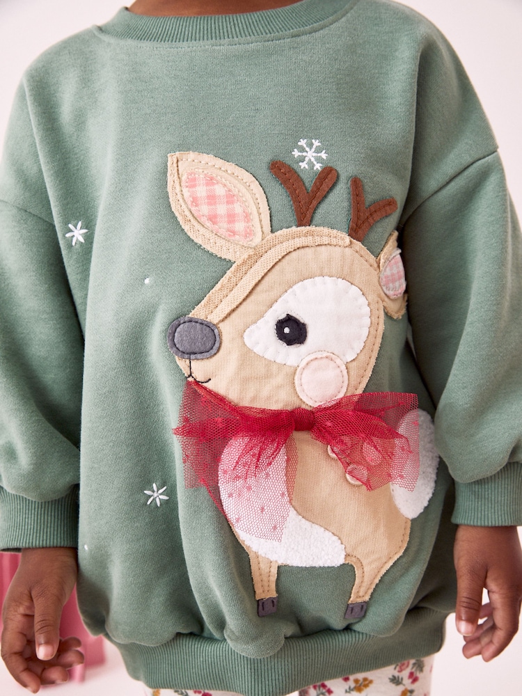 Blue Christmas Sweatshirt And Leggings Set (3mths-7yrs) - Image 4 of 4