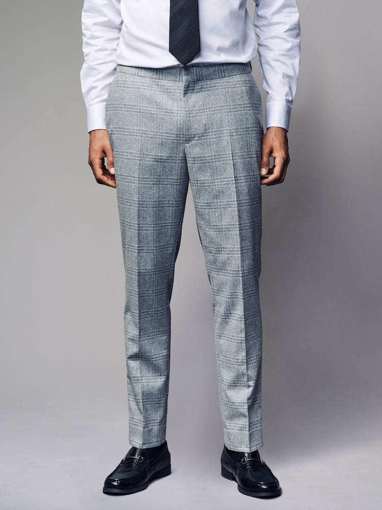 Grey Slim Fit Brushed Check Suit Trousers - Image 1 of 1
