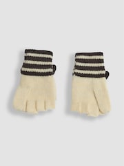 JoJo Maman Bébé Cream Panda Novelty Mittens With Fingers - Image 2 of 3