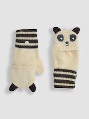 JoJo Maman Bébé Cream Panda Novelty Mittens With Fingers - Image 3 of 3
