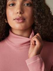 Rose Pink Long Sleeve Ribbed Roll Neck Bodysuit - Image 4 of 7