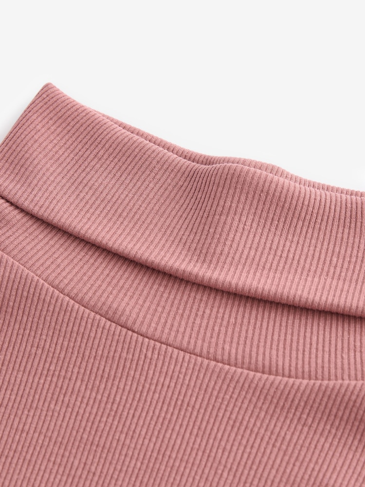 Rose Pink Long Sleeve Ribbed Roll Neck Bodysuit - Image 5 of 7