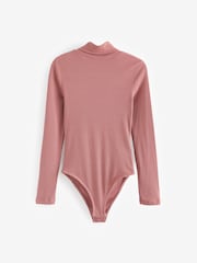 Rose Pink Long Sleeve Ribbed Roll Neck Bodysuit - Image 6 of 7