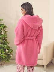 Pink - Kurzer Teddy Morgenmantel​​​​​​​ - Bild 2 von 4