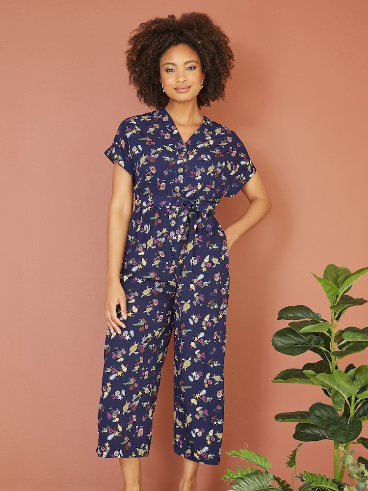 Yumi Blue Sealife Print Jumpsuit - Image 1 of 1