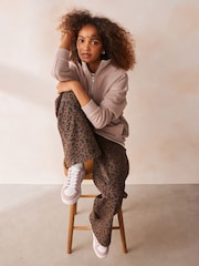 White/Pink Wide Fit Forever Comfort® Leather Retro Lace-Up Trainers - Image 2 of 8