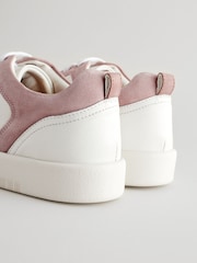 White/Pink Wide Fit Forever Comfort® Leather Retro Lace-Up Trainers - Image 8 of 8
